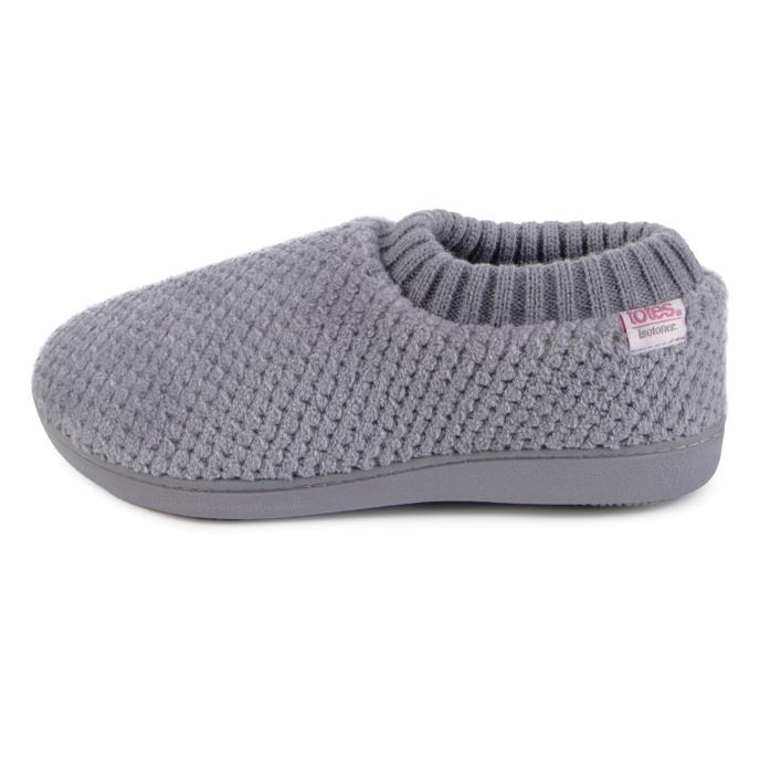 Isotoner® Ladies Popcorn Full Back Bootie Slipper Grey Extra Image 3